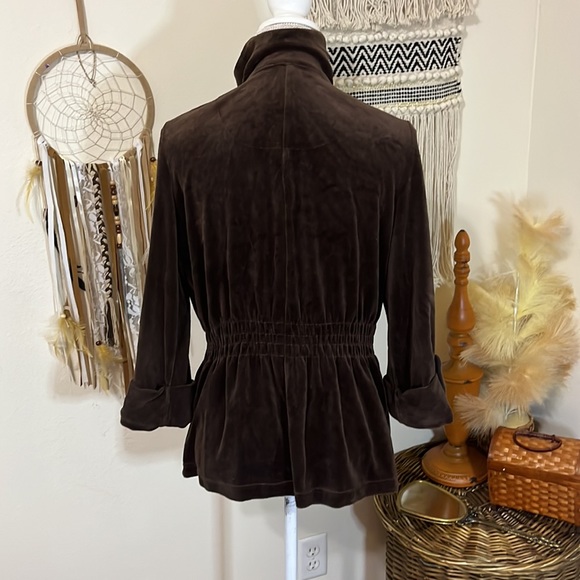 Charter Club Brown Velour Jacket with Gold Hardware andAdjustable Sleeves/Medium - Picture 6 of 7